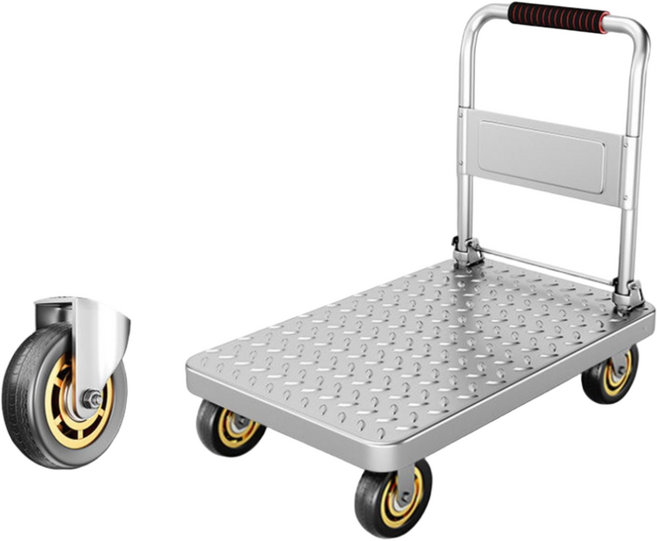 우리네가구 무소음바퀴 접이식 운반카트 대차 강철구르마, 1개