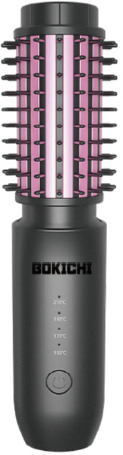 BOKICHI 뿌리볼륨 모발손상 없는 음이온 기술 무선고데기, 라이트블랙