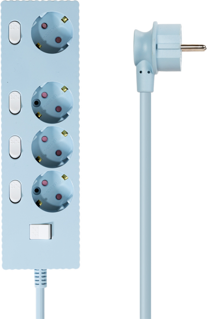파워존 자동소화 4000W 고용량 웨이브 개별스위치 과부하차단 4구 멀티탭 50cm 1.5m 3m 5m 7m, 자동소화 개별스위치 4구 50cm 파스텔블루, 1개