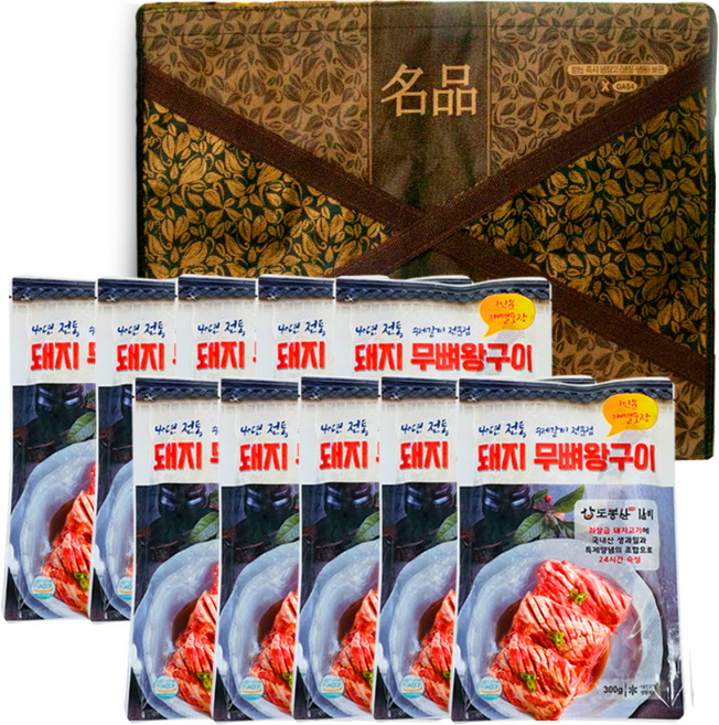 [도봉산갈비] 돼지갈비 무뼈 왕구이 300g 10팩 선물세트 3kg, 1세트