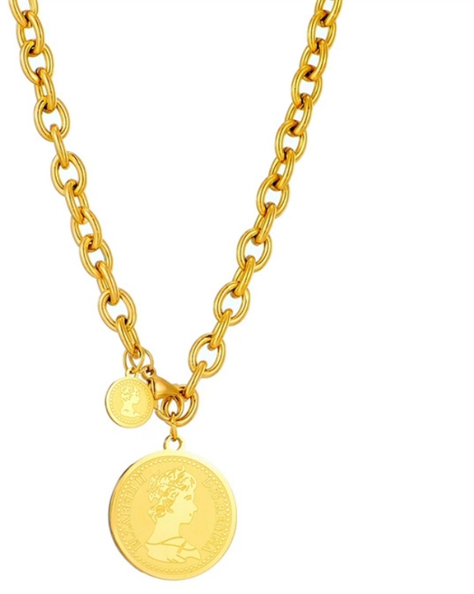 Youmi 14K도금 모던 볼드체인 코인 참 목걸이 데일리 포인트 HF01