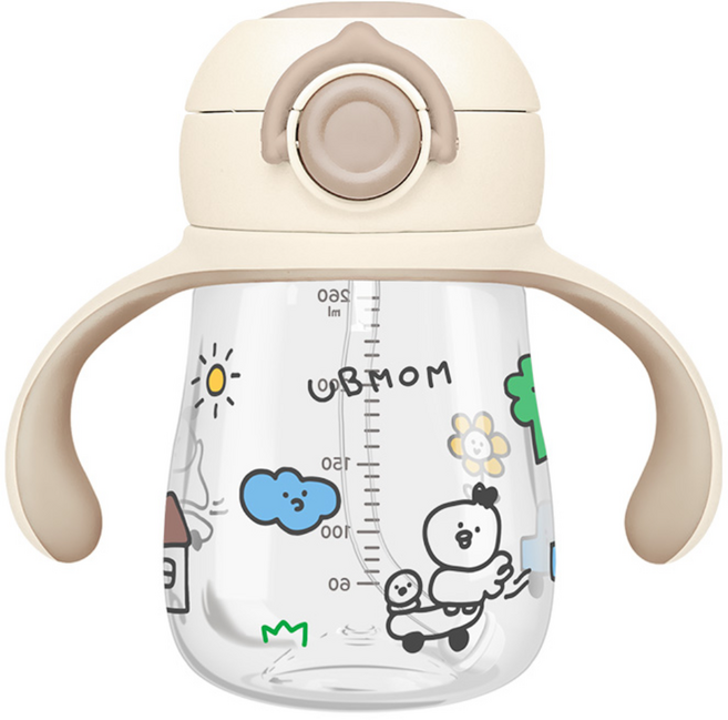 유비맘 트라이탄 데일리 원터치 빨대컵, 260ml, 1개, 초코