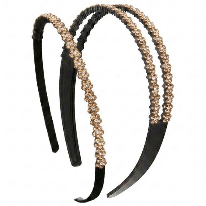 일리마 큐빅 보석 꽃 머리띠 헤어밴드 1단 2단 세트