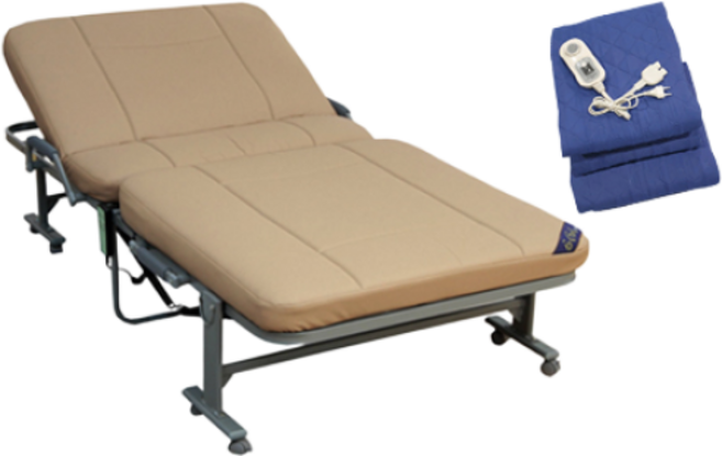 라꾸라꾸침대 접이식침대 전동라꾸라꾸8(온열패드 포함)(리모콘 등받이각도조절) 인조가죽매트리스커버 라꾸라꾸침대 1인용 접이식침대 전동침대 간이침대 경비실침대 라쿠라쿠, 단일제품 브라운(베이지계통-인조가죽)