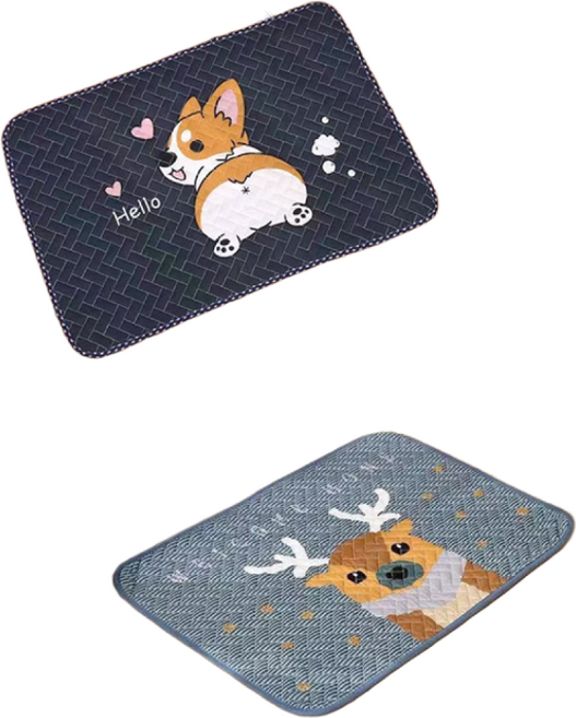 2종세트 주방발매트 욕실 현관 퀼트 발 면 매트 사무실 화장실 미끄럼방지 순면 워셔블매트, 10헬로코기+루돌프 2종세트