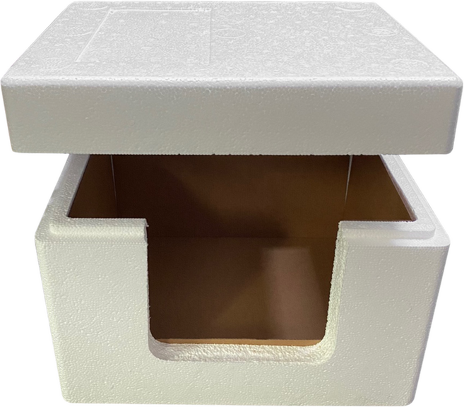 캣앤피플 소형 스티로폼박스 에어커튼 길고양이 겨울집 하우스, 소형스티로폼박스+에어커튼세트, 1개