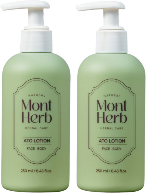 몽뜨허브 아토 로션 250ml 1+1 / 무향 유아 신생아 베이비 초등 주니어 성인 저자극 약산성 보습제, 2개
