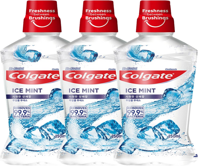 콜게이트 마우스워시 아이스민트, 250ml, 3개