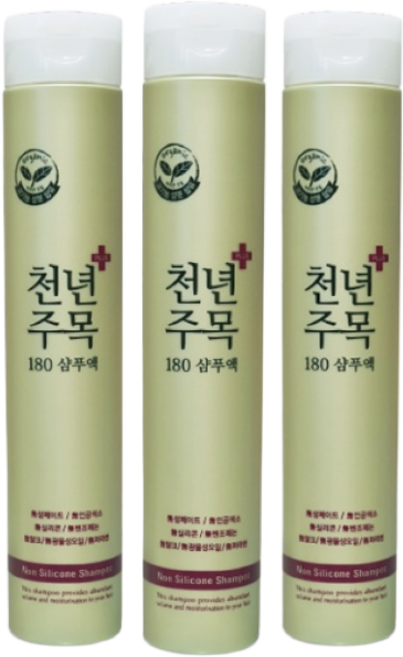 천년주목 샴푸(약산성 무실리콘 비듬 가려움) 인증받은 특허성분 함유 어린이 임산부 노약자 온가족 안심사용 !!, 350g, 3개