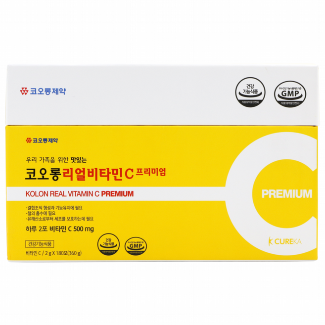 코오롱제약 큐레카 리얼비타민C 프리미엄 180p, 360g, 1박스