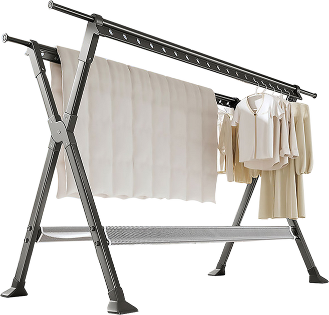 HNS 접이식 튼튼한 빨래 이불 옷 길이조절 대형 X자형 녹슬지 않는 알로이 합금 건조대, HNS 접이식 이불 빨래 건조대