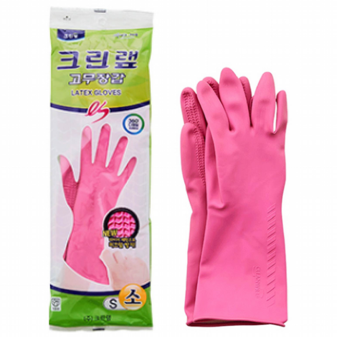 크린랩 고무장갑 ES 분홍, 핑크, 소(S), 5개