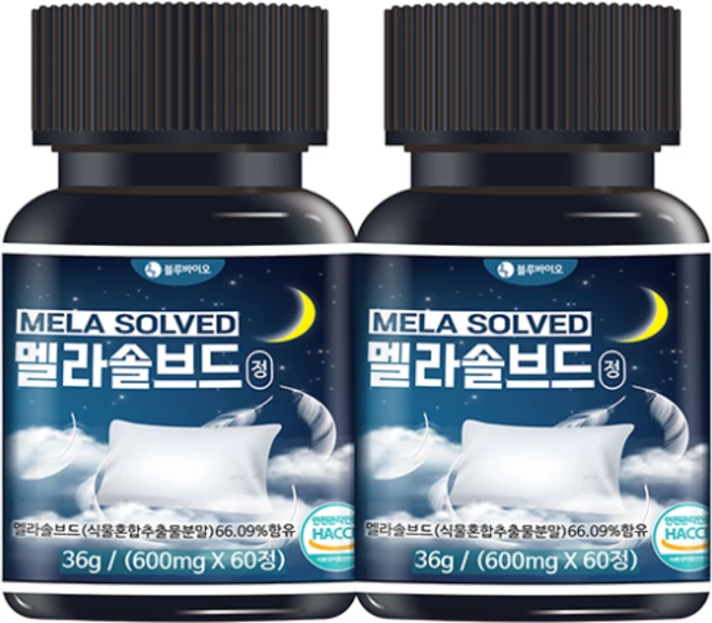 식물성 멜라토닌 멜라솔브드 600mg, 2개, 60회분 - 쿠팡
