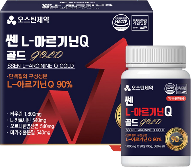 오스틴_쎈L-아르기닌Q골드 1000mgx180정/L-아르기닌Q 90%/타우린/마카, 1박스, 180정