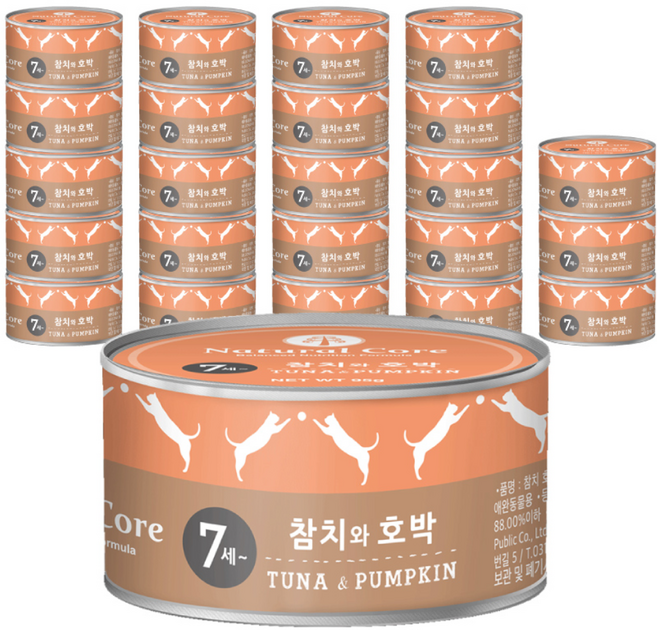 네츄럴코어 고양이 7세 간식캔, 혼합맛(참치/호박), 95g, 24개