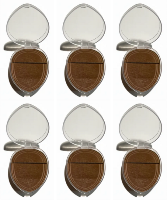 초밀착 광채 미니퍼프 손가락 블러셔 핑거 퍼프, 6개, 브라운퍼프&케이스