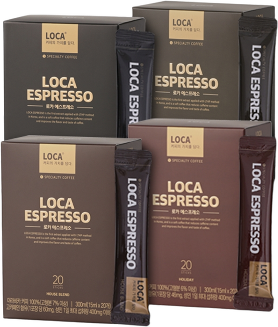 로카에스프레소 액상 스틱 커피믹스 4종 x 20p 세트, 15ml, 20개입, 1세트
