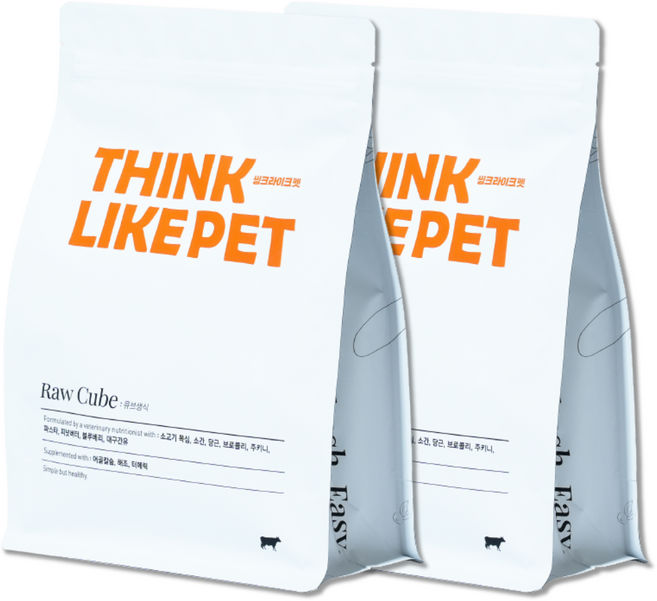 씽크라이크펫 강아지 큐브 생식, 2개, 1kg, 소