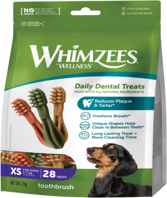 웰니스윔지스 위클리백 칫솔모양 강아지껌 XS, 덴탈껌, 210g, 1개
