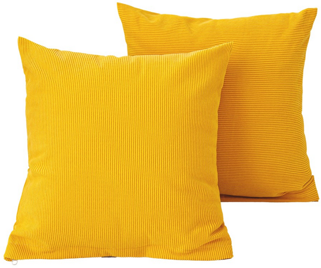 소하임 코듀로이 소파쿠션 솜+커버 2개 세트, 옐로우