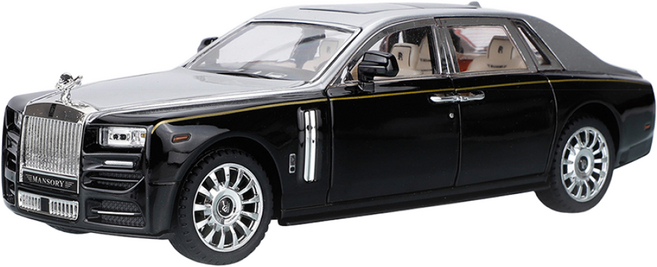 다이캐스트 1:24 롤스로이스 팬텀 합금 풀백 자동차 모형, 1개, 블랙실버