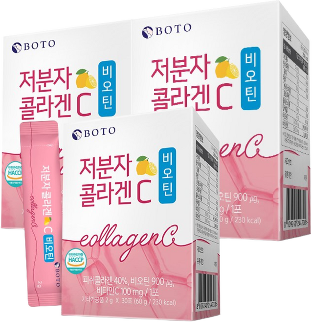 [보뚜] 저분자 콜라겐C 비오틴 30포 x 6박스 (총 180포/6개월분), 2g, 3박스, 상세 설명 참조