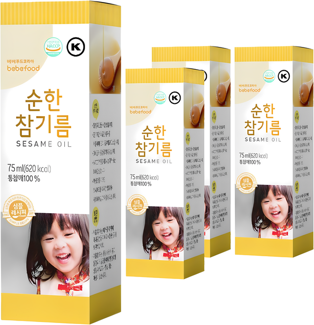 베베푸드 순한 참기름, 통참깨, 4개, 75ml