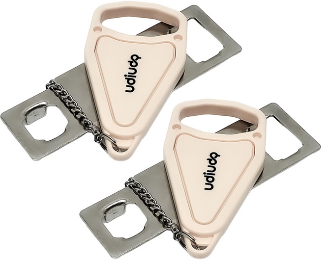 [1+1+호루라기증정] 어디든 호환되는 우디우디 이중 안심 강철 휴대용 도어락 잠금장치, 1세트, 모던 베이지
