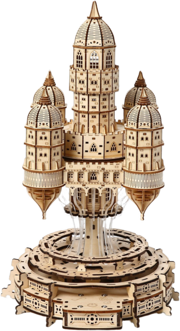 3D 입체퍼즐 하늘도시 나무퍼즐 집중력 향상 DIY 1개 521피스, 우드