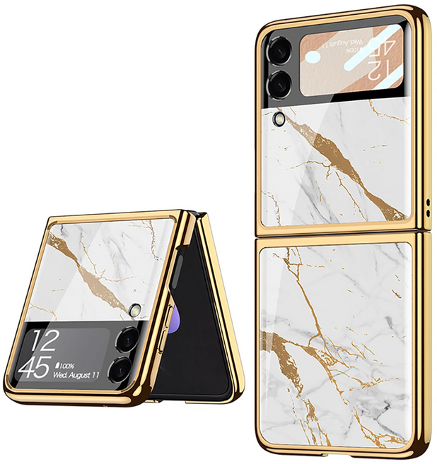 갤럭시 Z플립3 케이스 스트랩 대리석 슬림 하드 명품 강화유리 지플립3 케이스