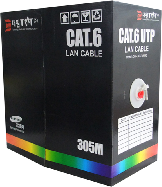 대원 CAT.6 300M 기가 랜 케이블 통신공사 인터넷선 단선 24awg, 1개, 그레이 UTP6-305MG