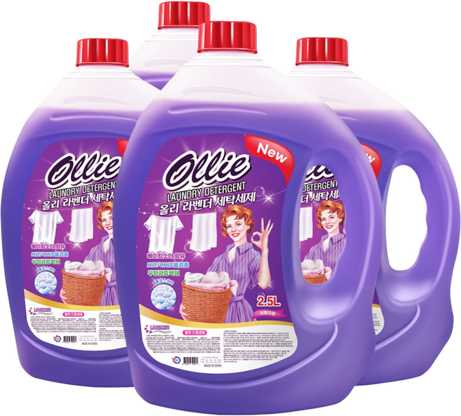 액체세제 고농축 실내건조 세탁세제 라벤더향 2.5L x4개 대용량, 4개