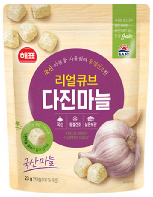 해표 리얼큐브 다진마늘, 3개, 23g