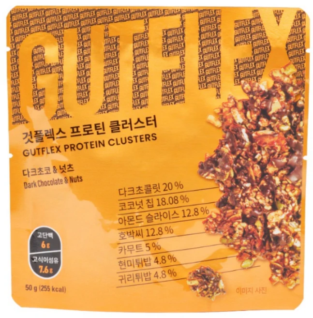 GUTFLEX 것플렉스 프로틴 클러스터 다크초코&넛츠 그래놀라, 5개, 50g - 쿠팡