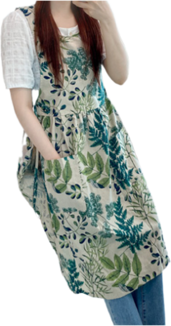 올리브 장금이 린넨 플라워 앞치마 플로리스트 공방 카페 해방타운 고급 앞치마, 그린, 1개