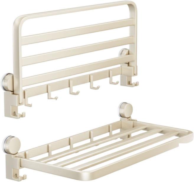 프렛픽 프리미엄 무타공건조대 초강력건조대 미니건조대 접이식건조대 미니빨래건조대 원룸빨래건조대, 우유백 50cm 4후크