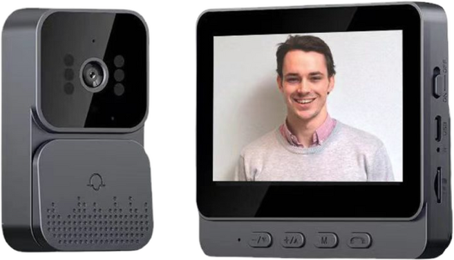 HOMIE 스마트현관인터폰 1080P고화질 야간 촬영 현관 무선초인종 스마트비주얼 초인종야간 촬영 아파트인터, 검은색