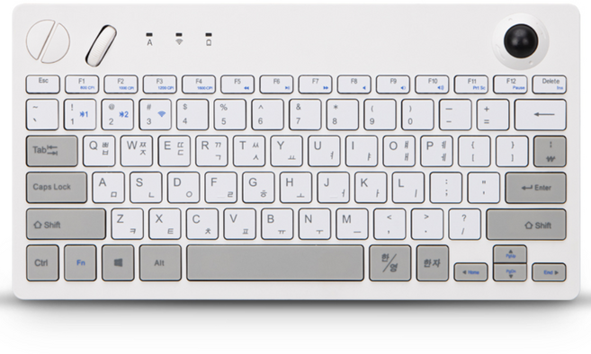 PAN-BTK287 듀얼 무선 블루투스 트랙볼 키보드 Scissors 팬타그래프 방식, 화이트