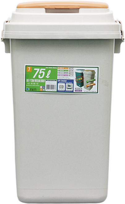75 100리터 냄새 안나는 큰 사각 쓰레기통, 1개, 베이지