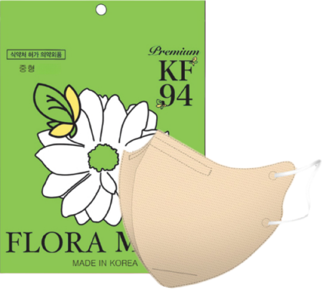 플로라 KF94 국산 새부리형 컬러 마스크, 베이지, 10개, 10매입