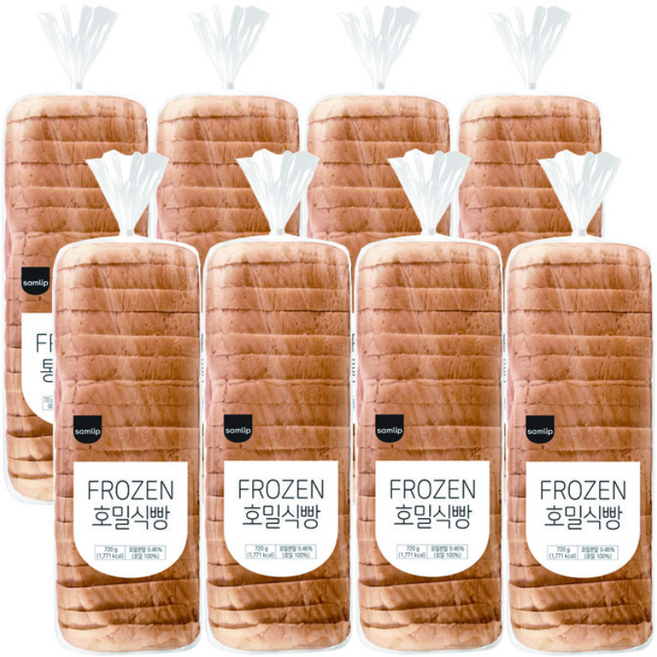 삼립 냉동 호밀식빵 8봉/카페 토스트 샌드위치 대용량 빵, 720g, 8개