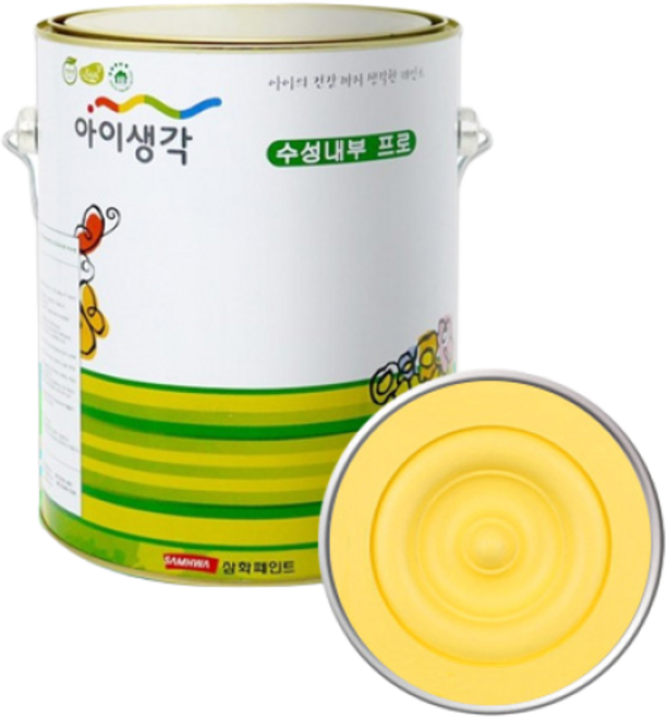 삼화 아이생각 수성 벽지벽면 무광페인트 4L, 썬옐로우, 1개