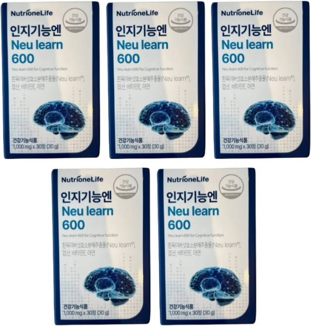 뉴런 흰목이버섯 효소 분해 추출물 50대 60대 70대 중년 남성 여성 노인 인지력 영양제, 5박스, 30정