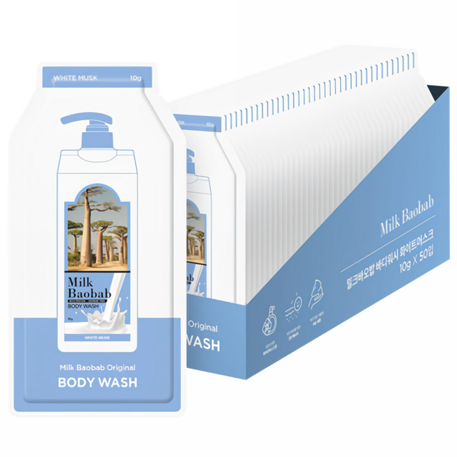 밀크바오밥 포켓 퍼퓸 바디워시 화이트머스크향 50p, 500g, 1개