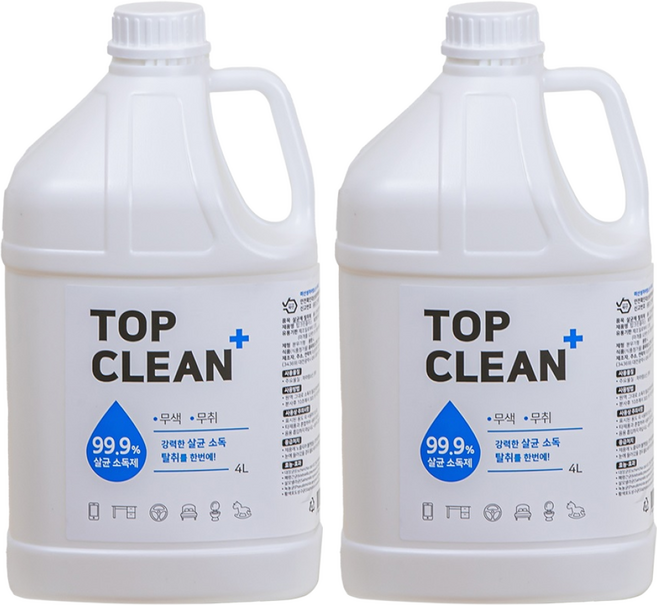 4L x 2 탑크린플러스 살균소독제 차아염소산수 뿌리는소독제 다목적 공공기관 대용량, 2개