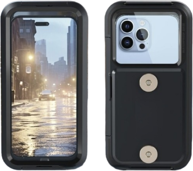 CIXIQI SHIBAO 오토바이 핸드폰 충전 방수케이스 C타입 충전 폴도폰 외 전기종가능, 블랙