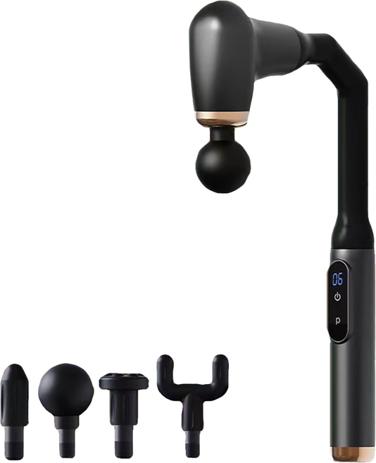 YONO 무선 핸디 마사지건 갈고리형 강력 진동 안마기 4종 헤드, 그레이