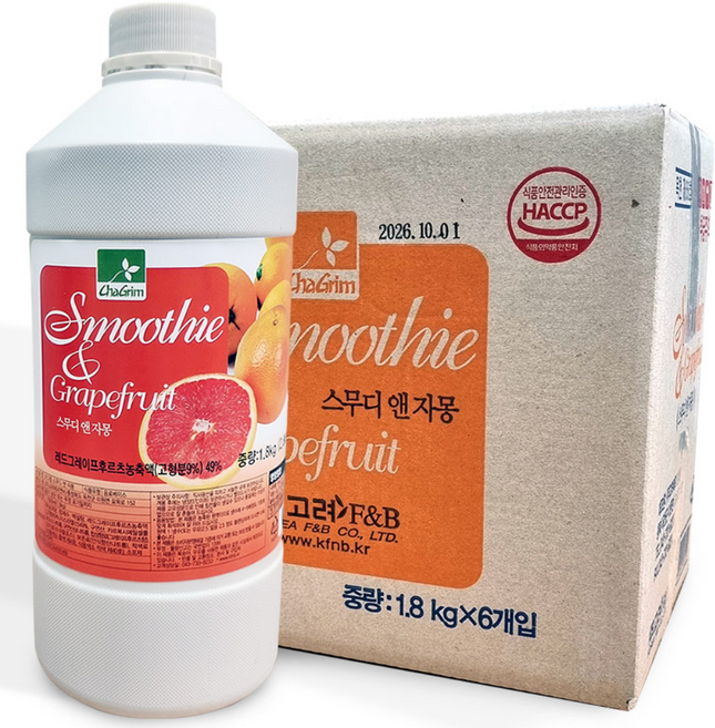 차그림 스무디 앤 자몽 1.8kg, 6개