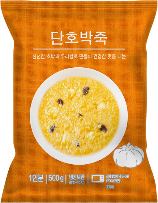 새싹푸드 단호박죽 500g 냉장 간편죽 건강 영양식 아침 식사대용 파우치 죽 간식 대용량 업소용 식당용, 10개