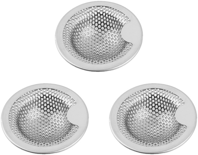 르디아망 욕조 거름망 3개입 올스텐 304 배수구 트랩 머리카락 하수구 거름망 배수구캡, 실버